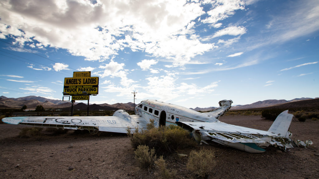Airplane near Highway 95 - Nevada USA