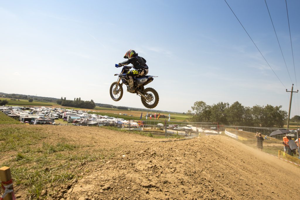 Loic flying down the step-down in Hohenlinden